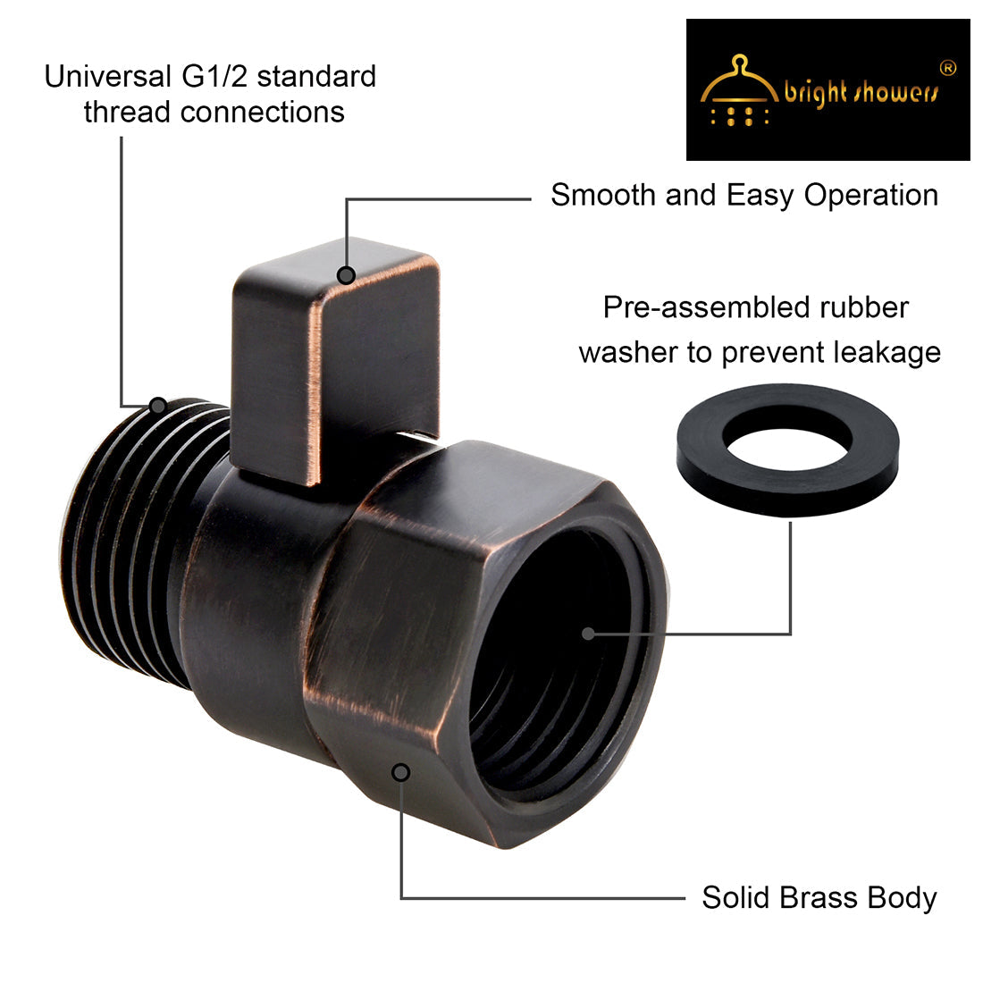 Brass Shower Flow Control Valve with G1/2 Connections