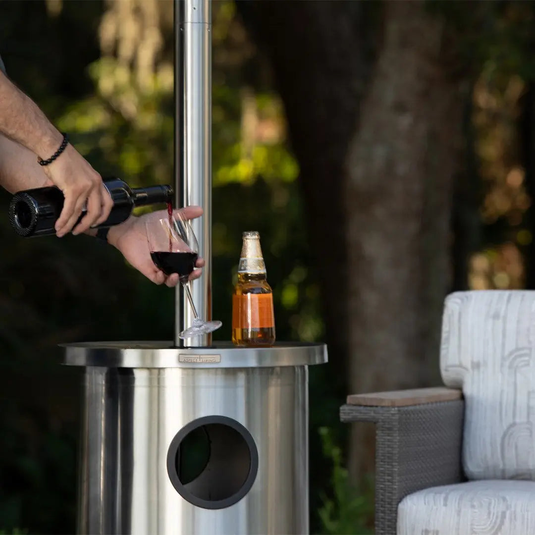 Stainless Steel Patio Heater with Permanent Table