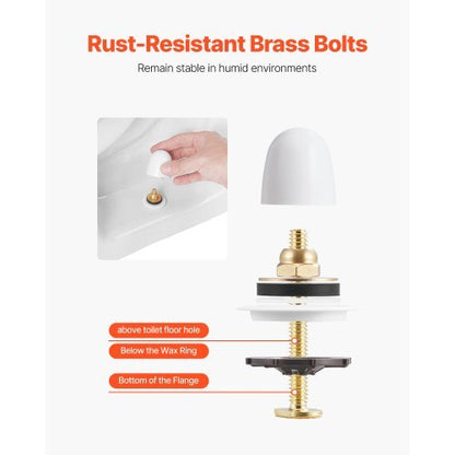 Toilet Wax Ring Kit, 1.6-Inch Extra Thick Wax Ring for Toilet Bowls with Rust-Resistant Brass Bolts, Caps and Washers, Fits 3-Inch or 4-Inch Drain Pipes, Superior Sealing Performance