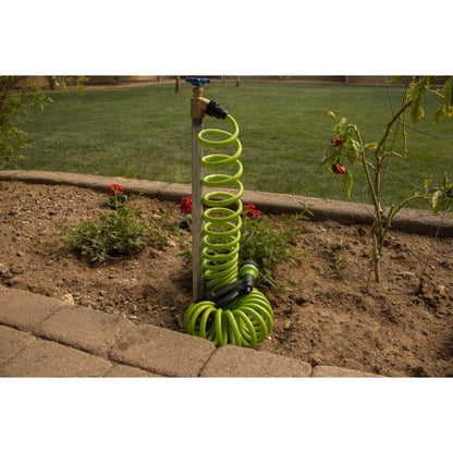 25' Green Coil Hose w/8-Pattern Plastic Nozzle 26380