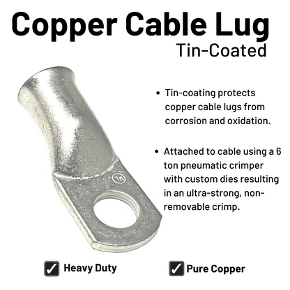 4/0 Gauge (AWG) Black and Red Pure Copper Battery Cable Wire with Lug Connector Ring Terminals