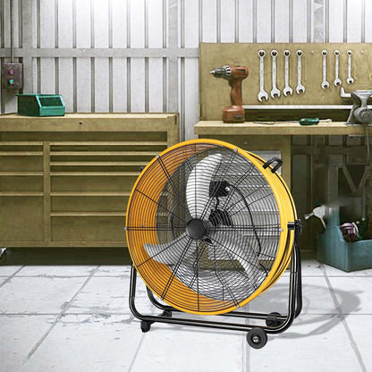 30 in. 3 Speed Yellow Heavy Duty Metal Industrial Drum Fan
