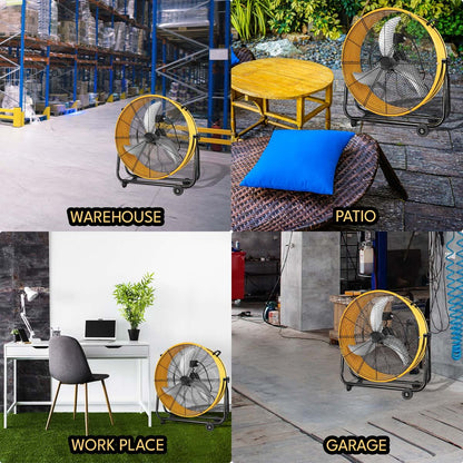 30 in. 3 Speed Yellow Heavy Duty Metal Industrial Drum Fan