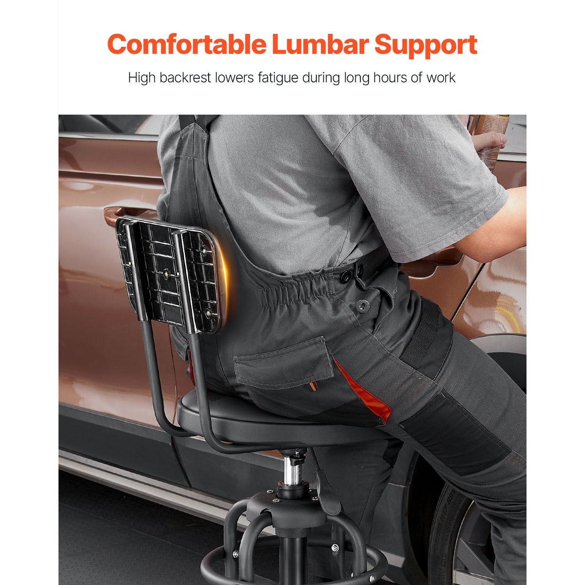 Shop Stool with Backrest with 300 lbs Capacity