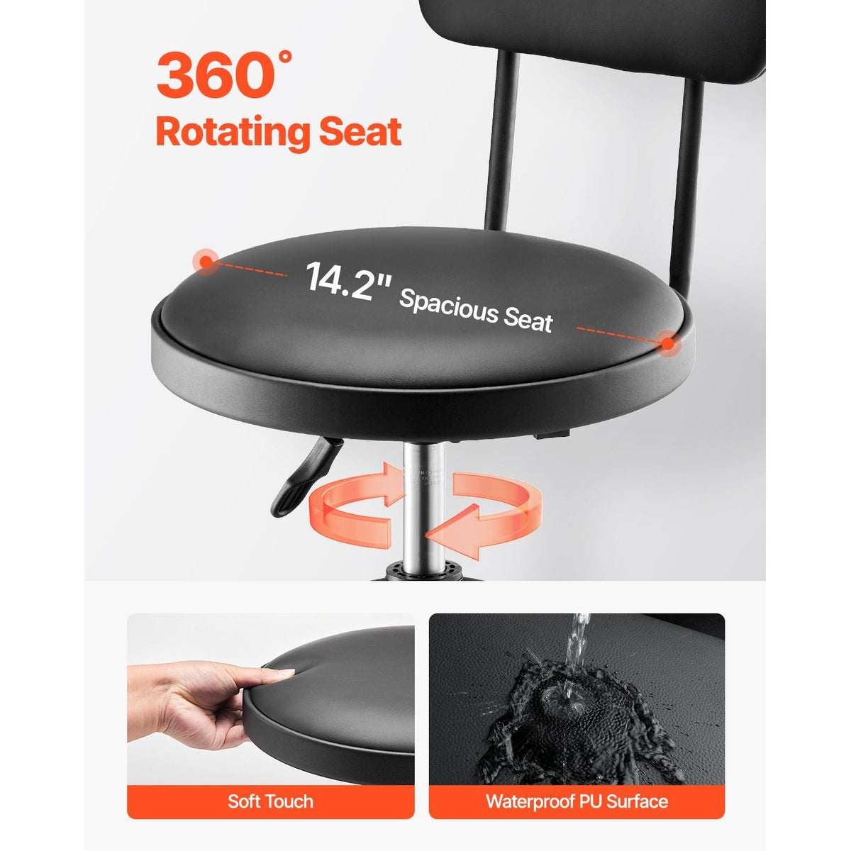 Shop Stool with Backrest with 300 lbs Capacity