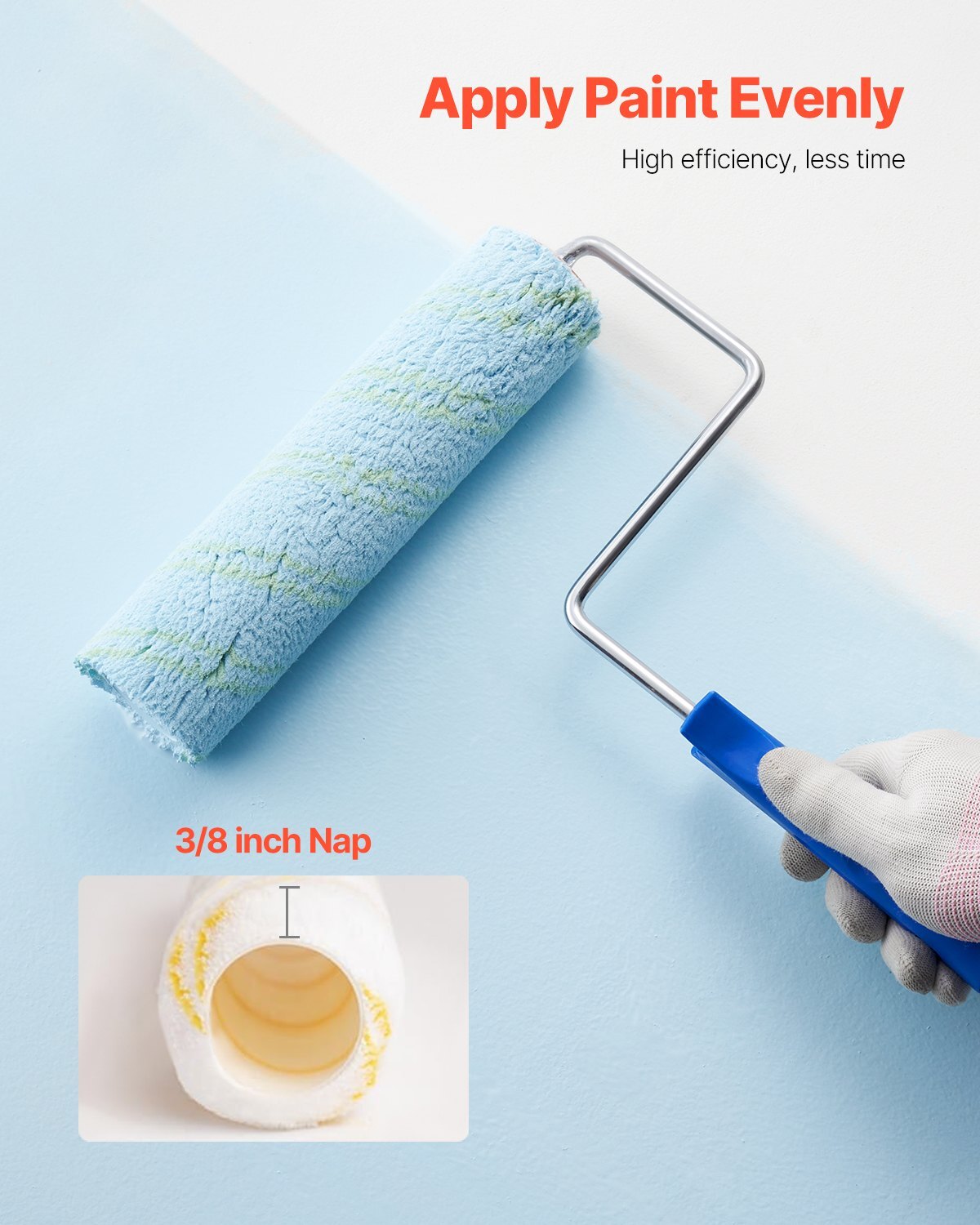 Paint Roller Kit, 19 Piece Paint Roller Set, 4" and 9" Paint Rollers with 3/8" Naps, Paint Roller Frames, Paint Tray, Roller Covers, Paint Kit for Painting Walls, Professional or Home Owners