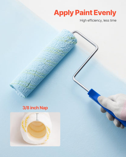 Paint Roller Kit, 19 Piece Paint Roller Set, 4" and 9" Paint Rollers with 3/8" Naps, Paint Roller Frames, Paint Tray, Roller Covers, Paint Kit for Painting Walls, Professional or Home Owners
