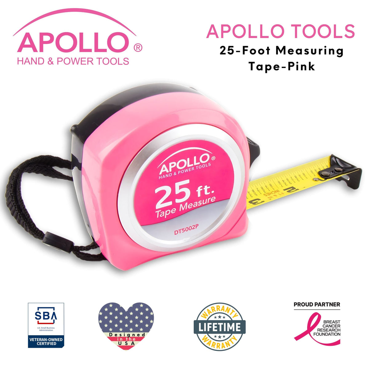 25ft. Tape Measure - Pink - DT5002P