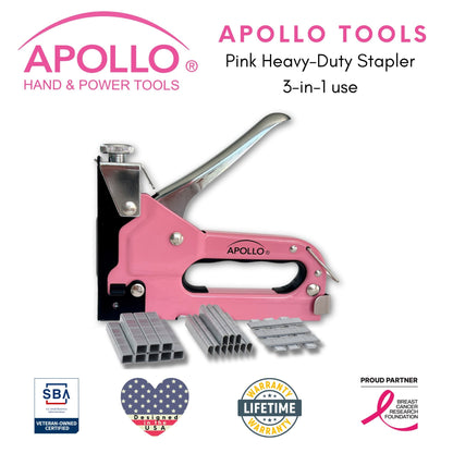 Pink Stapler with Power Adjustment Knob and 3000 Staples assortment-- DT5020P