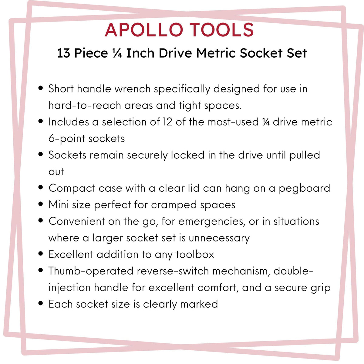13 Piece ¼ Inch Drive Metric Socket Set - DT5023