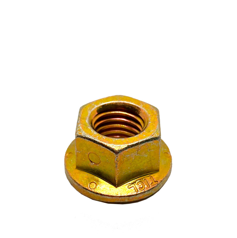 5/16-18in UNC Grade G Flange Locking Nut Yellow Zinc