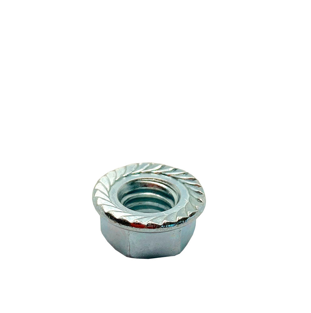 1/4-20in UNC Grade 2 Serrated Flange Nut Clear Zinc