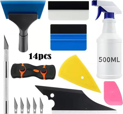 14Pcs Car Window Tint Application Tools Film Squeegee Spray Bottle Professional Vehicle Vinyl Wrap Installation Kit 14-piece car scraper set*-