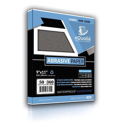 360 Grit Sandpaper Sheets – 50 Pack, 9x11 in, Wet or Dry Use