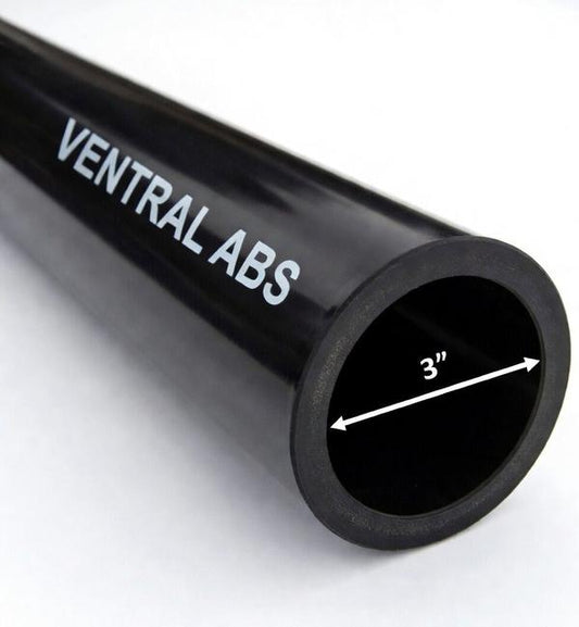 VENTRAL DWV Drain Pipe - Black ABS Custom Size and Length 3" (3.0) Inch