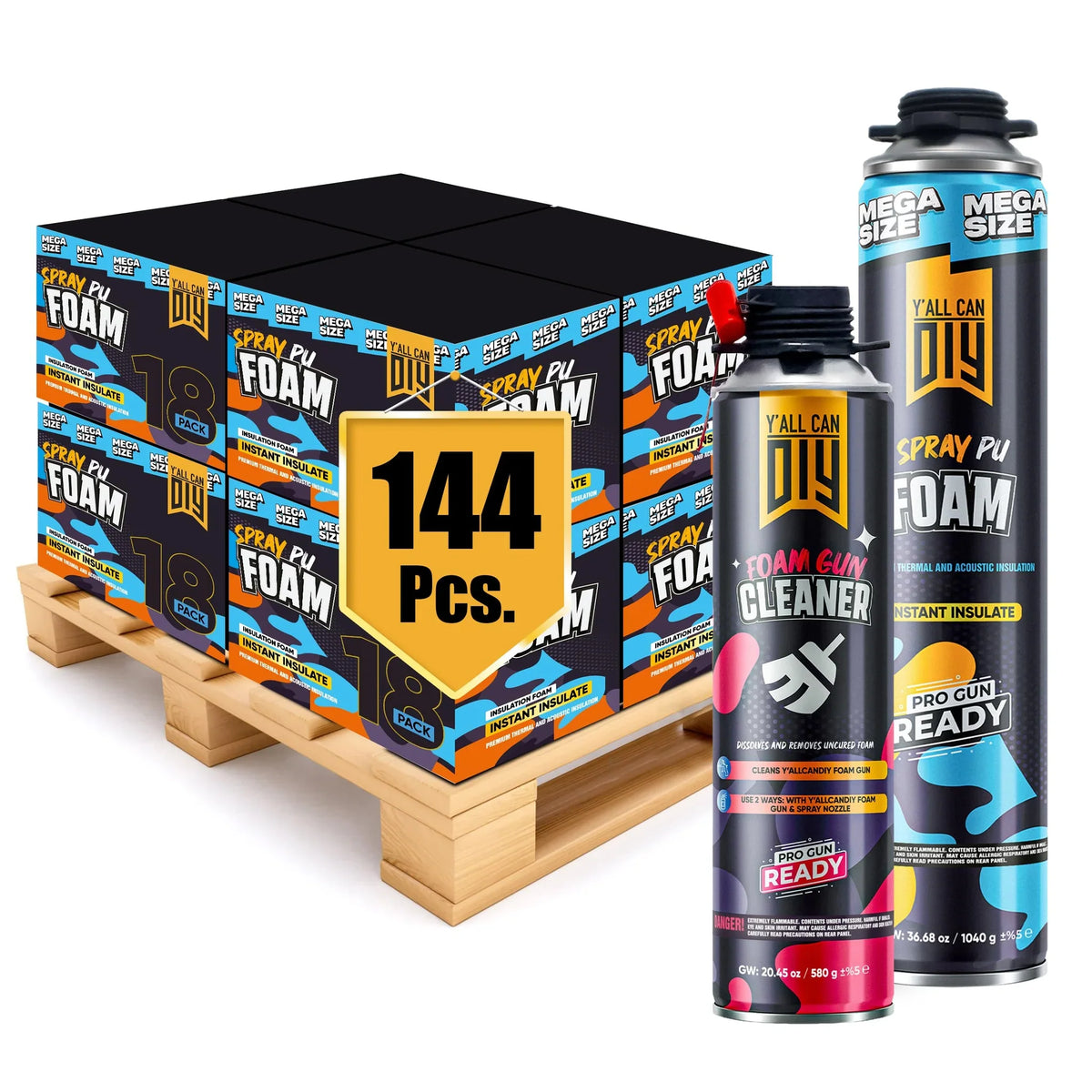 PU Spray Foam Insulation Kit Bulk Bundle (1000ml / 36.6 oz) | Y'allCanDiy