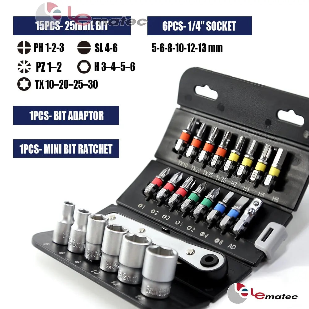 LE-RF232 23PCS 1/4" Drive Mini Socket Set – Compact Handy Kit