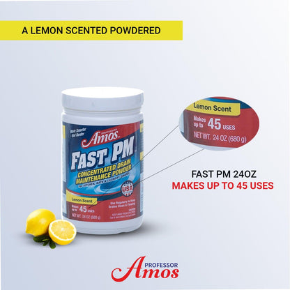 Professor Amos FAST PM Preventative Drain Maintenance Concentrate Powder - Stop Clogs & Odors Before They Start!