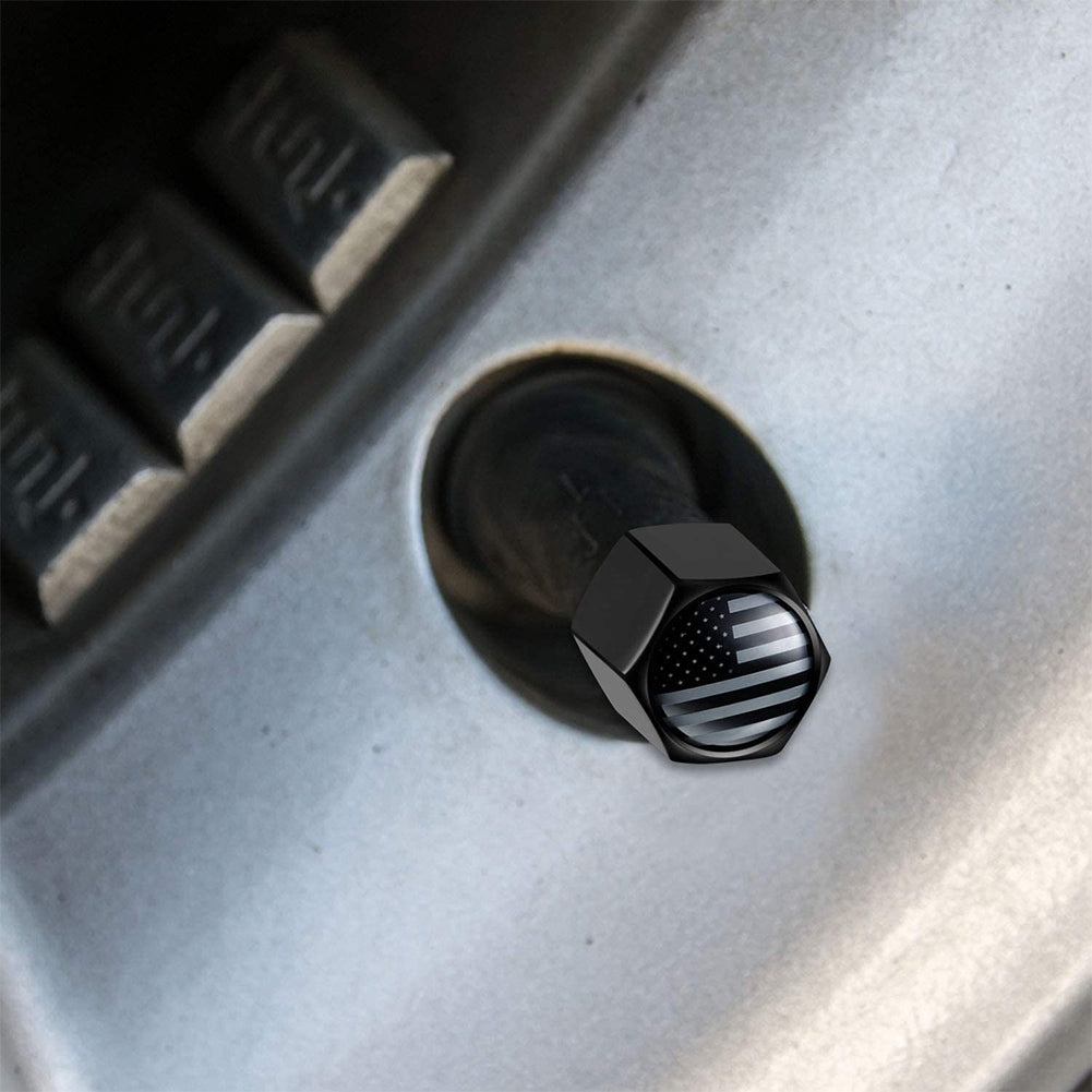 Tire Valve Caps American Flag Pattern Metal Material for Cars Bicycles Trucks Commercial Vehicles