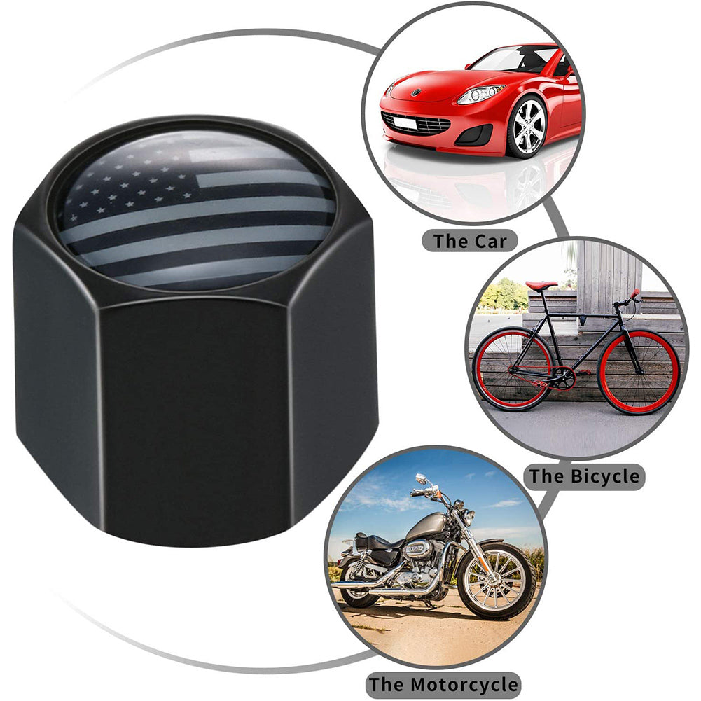 Tire Valve Caps American Flag Pattern Metal Material for Cars Bicycles Trucks Commercial Vehicles