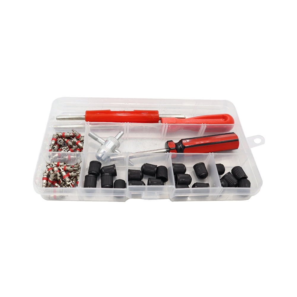 Car Tire Valve Core Repair Kit With Valve Core Single Dual Head Valve Core Remover Valve Stem Removal Tool red