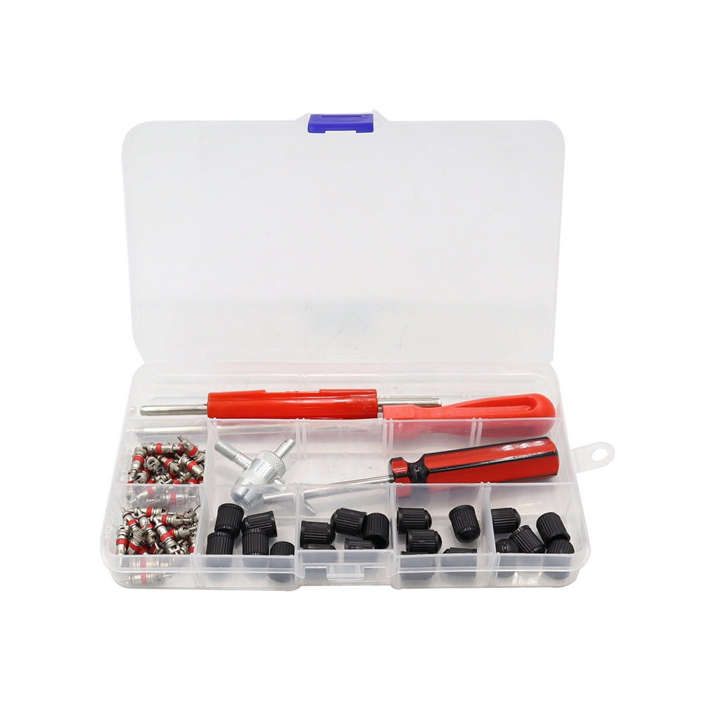 Car Tire Valve Core Repair Kit With Valve Core Single Dual Head Valve Core Remover Valve Stem Removal Tool red