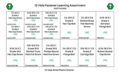 12-Hole Fastener Learning Assortment