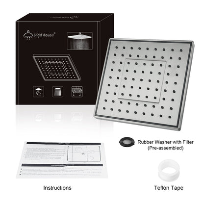 8 Inch Square Rainfall Shower Head with Angle Adjustable