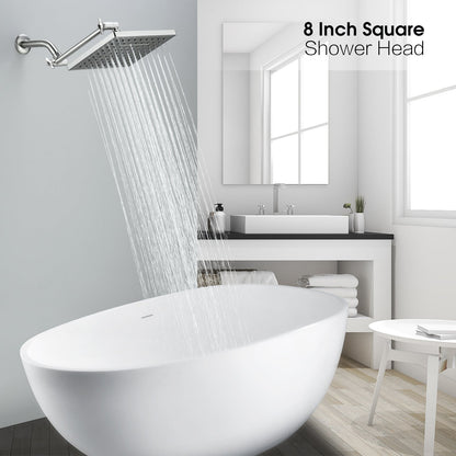8 Inch Square Rainfall Shower Head with Angle Adjustable