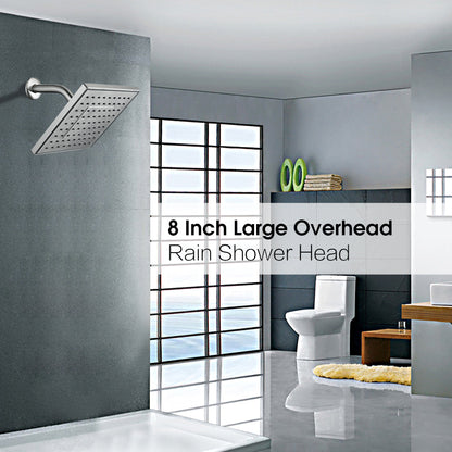 8 Inch Square Rainfall Shower Head with Angle Adjustable