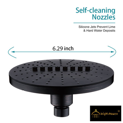 6.3" 2-Spray Rainfall Shower Head with Adjustable Angles