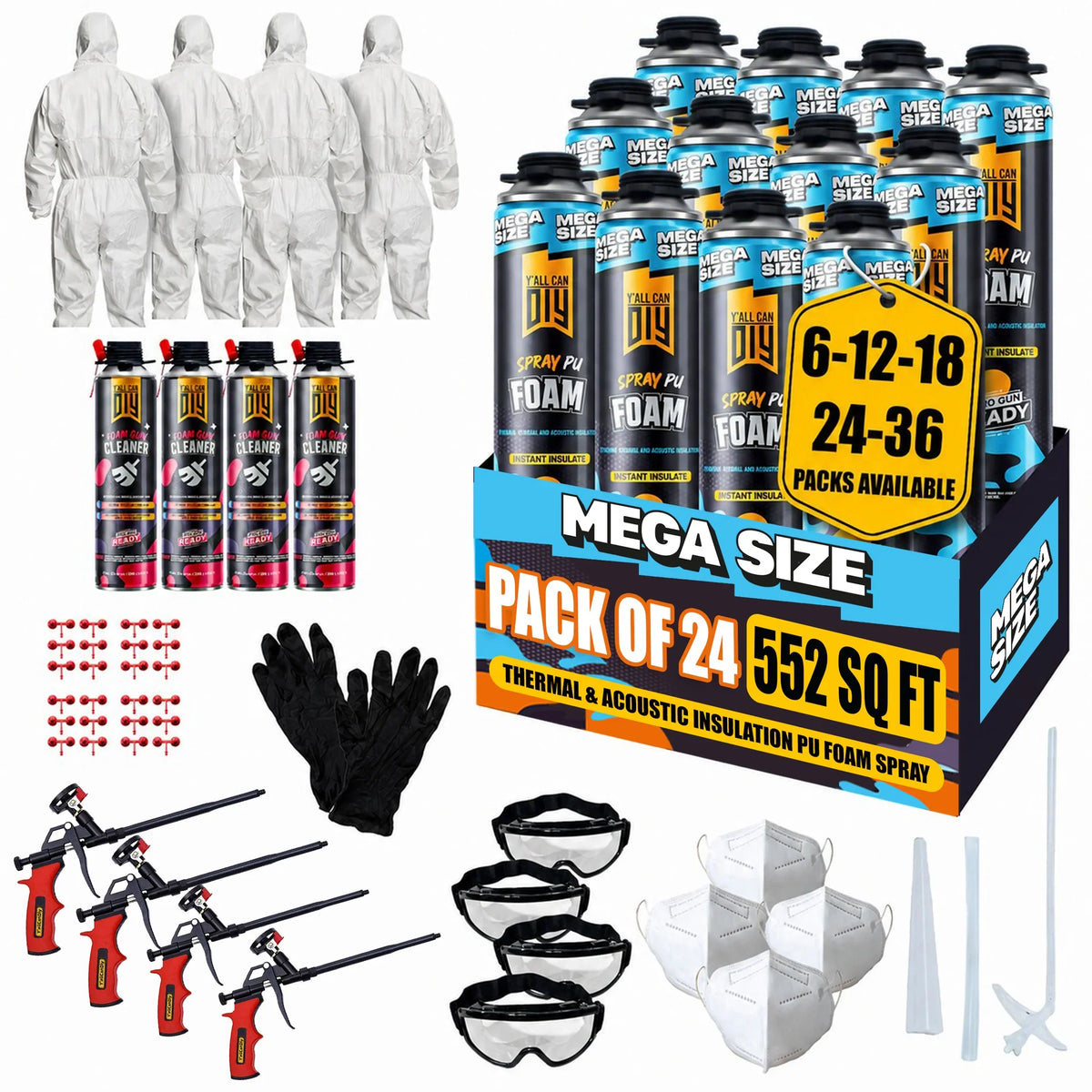 PU Spray Foam Insulation Kit (1000ml) - Mega Size Gap Sealant | Y'allCanDiy