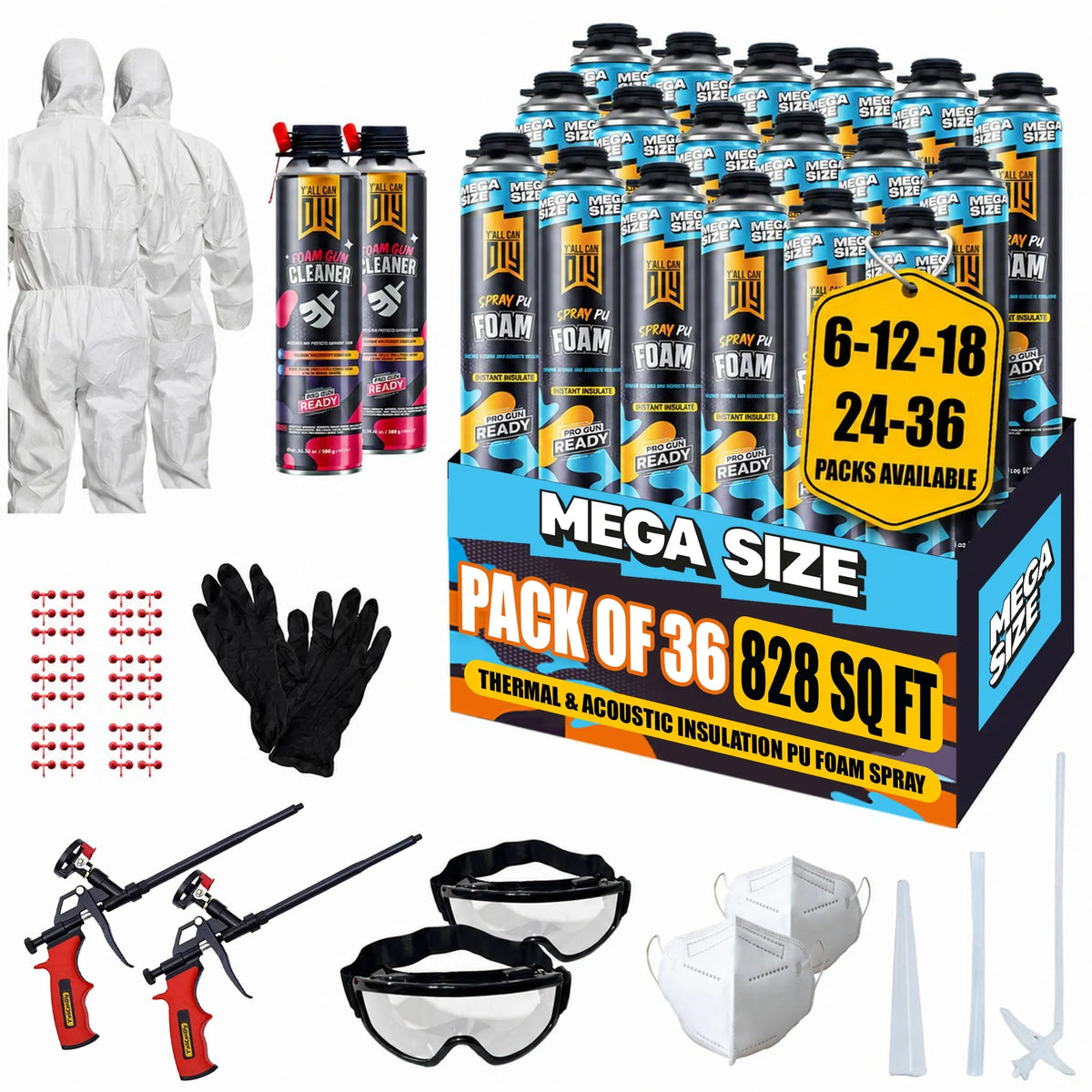 PU Spray Foam Insulation Kit (1000ml) - Mega Size Gap Sealant | Y'allCanDiy