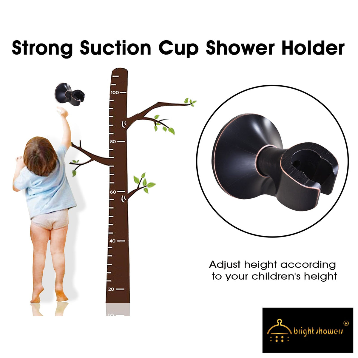 Suction Handheld Shower Head Holder with Dual Angle Positions, Wall Suction Bracket