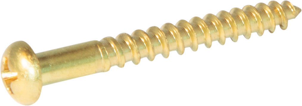 2 x 1/4 Phillips Round Wood Screw Brass