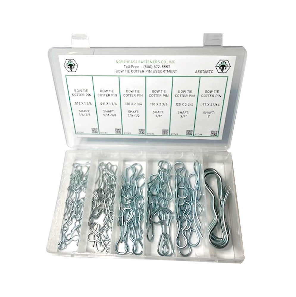 80 Piece Clear Zinc Bow Tie Cotter Pin Assortment Starter Kit