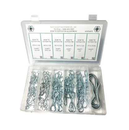 80 Piece Clear Zinc Bow Tie Cotter Pin Assortment Starter Kit