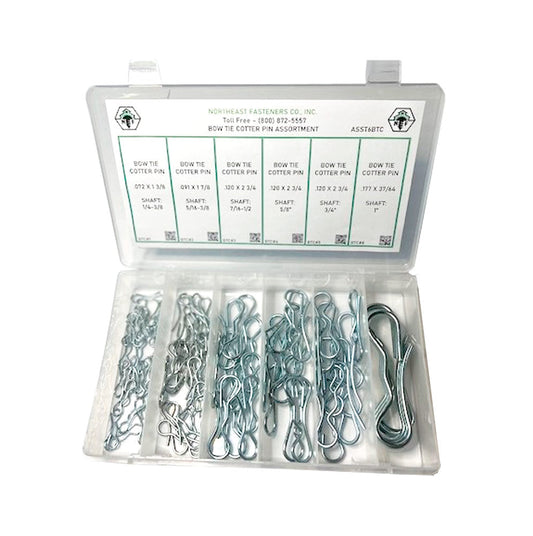 80 Piece Clear Zinc Bow Tie Cotter Pin Assortment Starter Kit