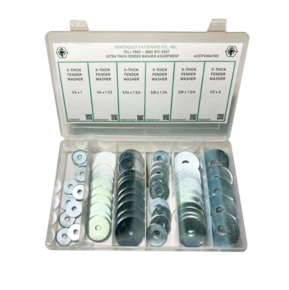 45 Piece Extra Thick Fender Washer Assortment Starter Kit Clear Zinc
