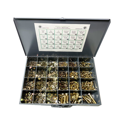 1,025 Piece Grade 8 UNF Hex Head Cap Screw, Nut, and Washer Assortment Starter Kit