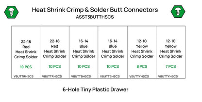 55 Piece Heat Shink Crimp and Solder Butt Connector Assortment Starter Kit