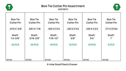 80 Piece Clear Zinc Bow Tie Cotter Pin Assortment Starter Kit