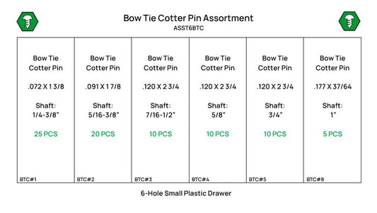80 Piece Clear Zinc Bow Tie Cotter Pin Assortment Starter Kit