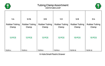 68 Piece Rubber Tubing Clamp Assortment Starter Kit Clear Zinc