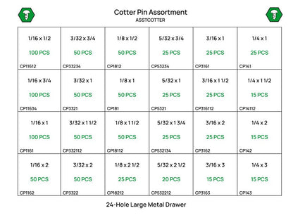 980 Piece Cotter Pin Assortment Starter Kit