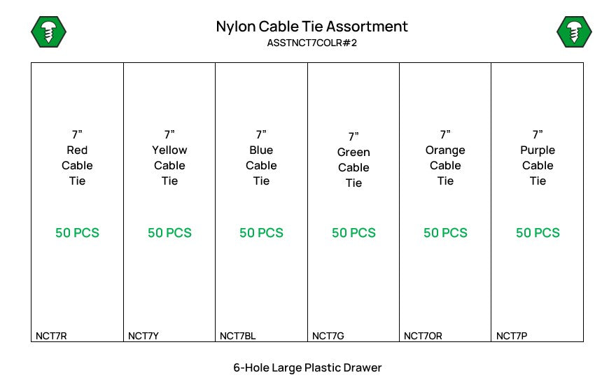 300 Piece 7in Nylon Cable Tie Assortment Starter Kit