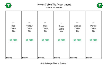 300 Piece 7in Nylon Cable Tie Assortment Starter Kit