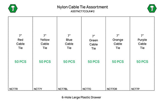 300 Piece 7in Nylon Cable Tie Assortment Starter Kit