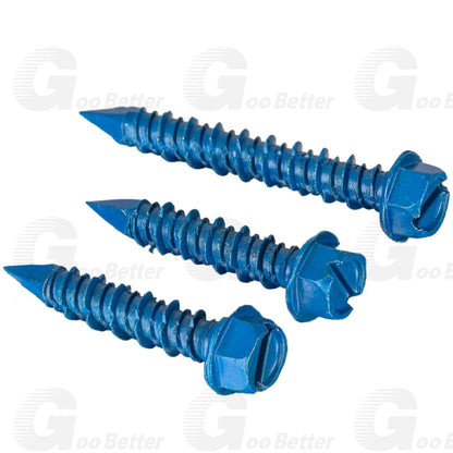 200Pcs Hex Multi-Drive Concrete Masonry Screws – Blue Tapcon-Style Tapscrews