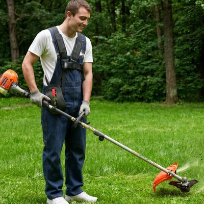 String Trimmer, 26cc 2 in 1 Weed Wacker Gas Powered, 17" Cordless Grass Trimmer with 10" Brush Cutter, Shoulder Strap & 3T Blade, 2-Stroke Heavy-Duty Gas Weed Wacker for Quick Grass Cleaning